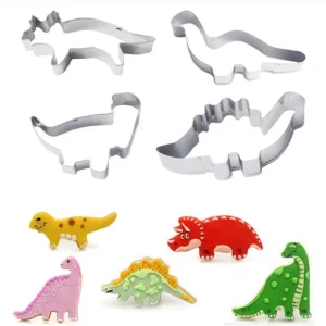 Set 4 emporte-pièces dinosaures inox